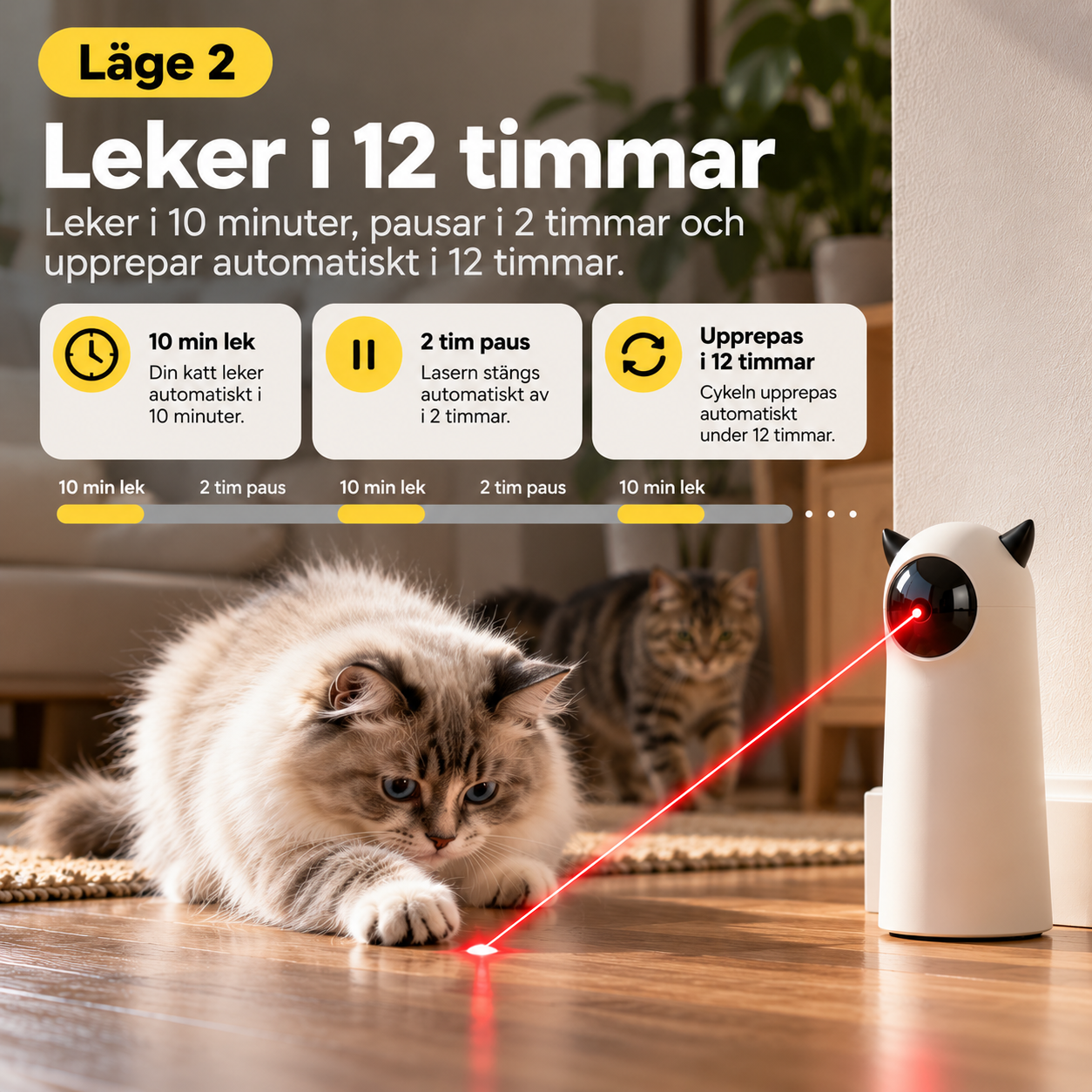 LURVO läge 2 – automatisk lek i cykler under 12 timmar